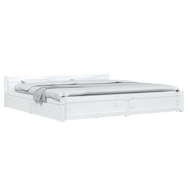 vidaXL Cadre de lit sans matelas avec tiroirs blanc