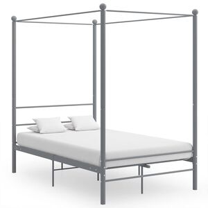 vidaXL Cadre de lit &agrave; baldaquin sans matelas gris m&eacute;tal 120x200 cm