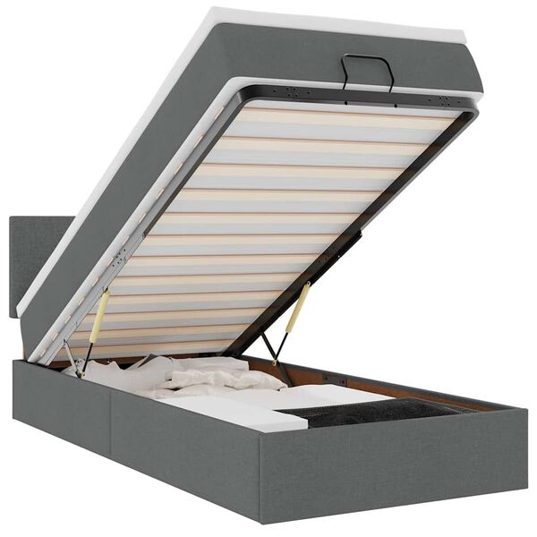 vidaXL Cadre de lit ottoman avec matelas gris fonc&eacute; 90x190 cm tissu