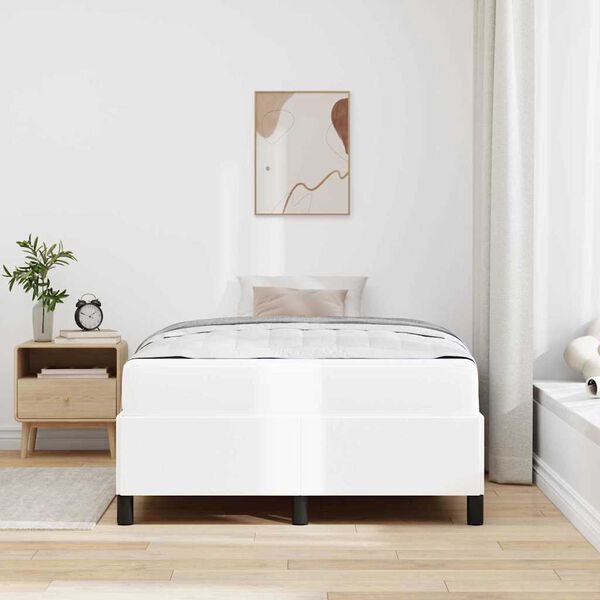 vidaXL Cadre de lit avec matelas Blanc 120 x 200 cm tissu