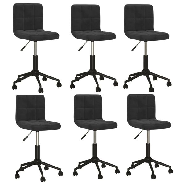 vidaXL Chaises pivotantes à manger lot de 6 noir velours