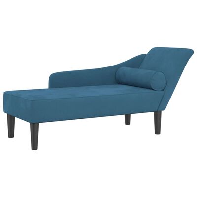 vidaXL Chaise longue avec coussins bleu velours