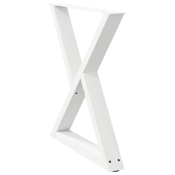 vidaXL Pieds de table &agrave; manger 2 pi&egrave;ces Blanc 80 x (72-73,3) cm Acier