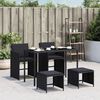 vidaXL Ensemble &agrave; manger de jardin coussins 5pcs Noir R&eacute;sine tress&eacute;e