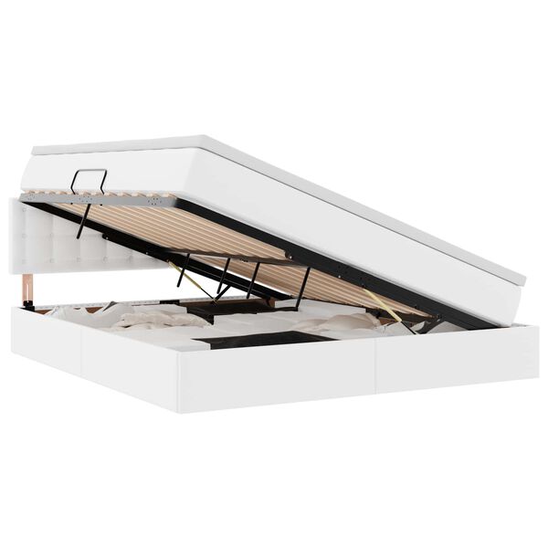 vidaXL Lit avec rangement et LED avec matelas Blanc pur 160 x 200 cm