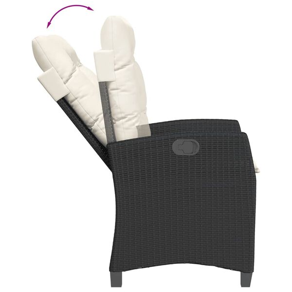 vidaXL Ensemble &agrave; manger de jardin coussins 5pcs Noir R&eacute;sine tress&eacute;e