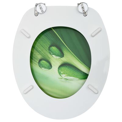 vidaXL Sièges de toilette avec couvercle 2 pcs MDF Vert Gouttes d'eau