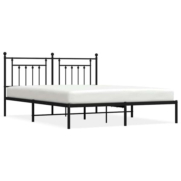 vidaXL Cadre de lit m&eacute;tal sans matelas avec t&ecirc;te de lit noir 183x213cm