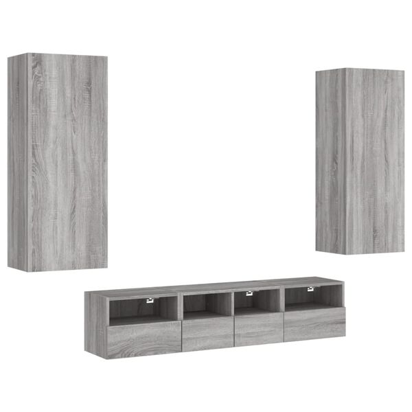 vidaXL Unités murales TV 5 pcs sonoma gris bois d'ingénierie