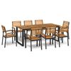 vidaXL Ensemble &agrave; manger de jardin 9 pcs bois d'acacia solide et m&eacute;tal