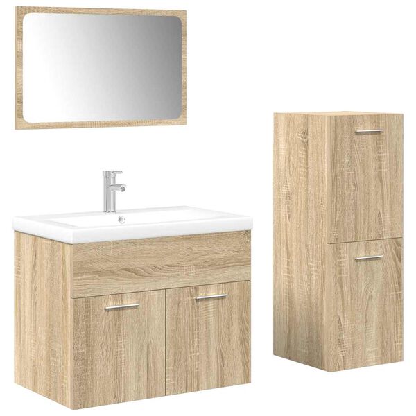 vidaXL Ensemble de meubles de salle de bain 4 pcs ch&ecirc;ne sonoma