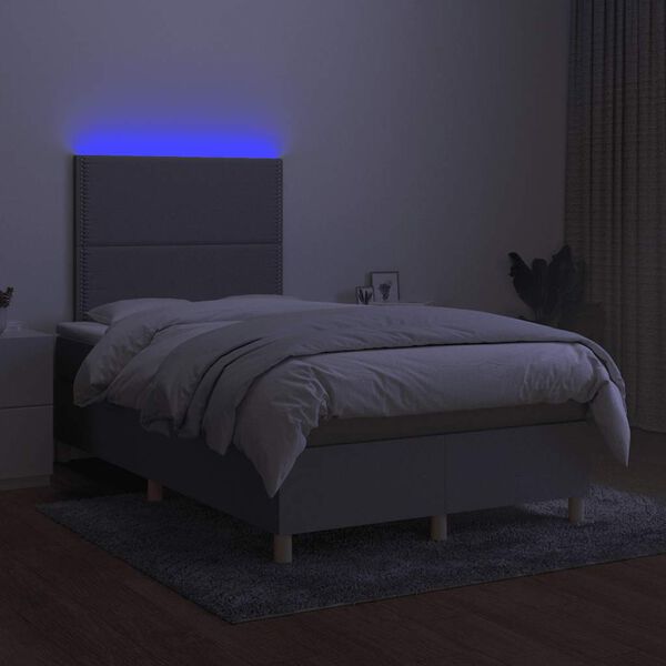 vidaXL Sommier &agrave; lattes de lit matelas LED gris clair 120x190 cm tissu