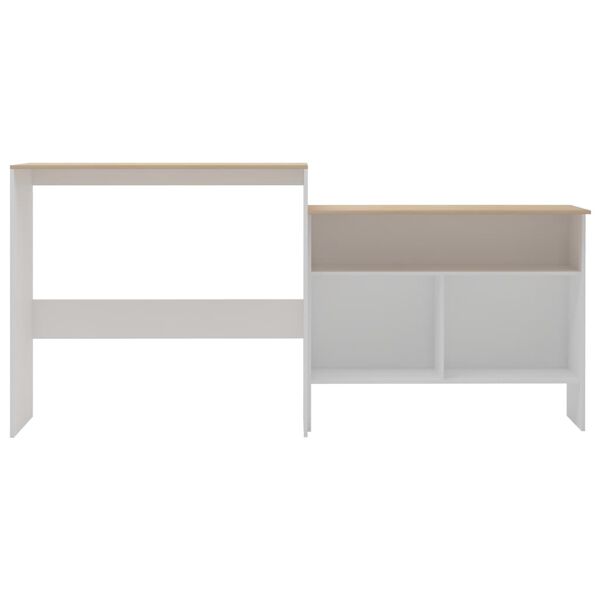 vidaXL Table de bar avec 2 dessus de table Blanc et ch&ecirc;ne 130x40x120cm