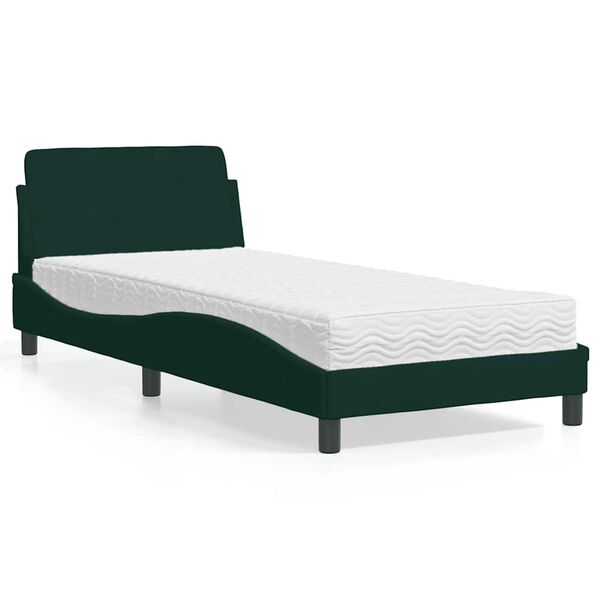 vidaXL Lit avec matelas Dover vert fonc&eacute; 90x190 cm velours