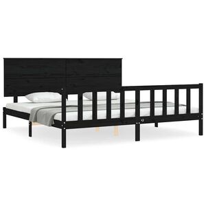 vidaXL Cadre de lit sans matelas noir 200x200 cm bois massif de pin