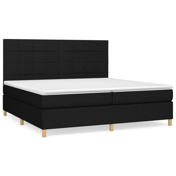 vidaXL Sommier &agrave; lattes de lit avec matelas Noir 200x200 cm Tissu