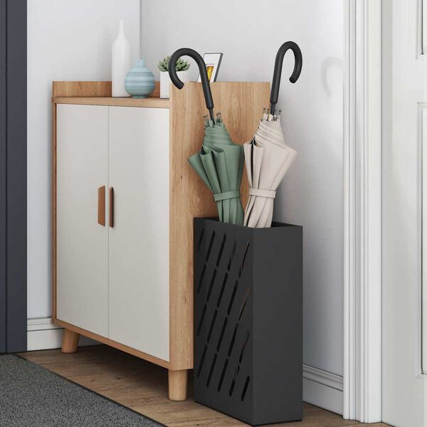 vidaXL Porte-parapluie avec stockage Noir 28 x 12 x 41 cm Acier