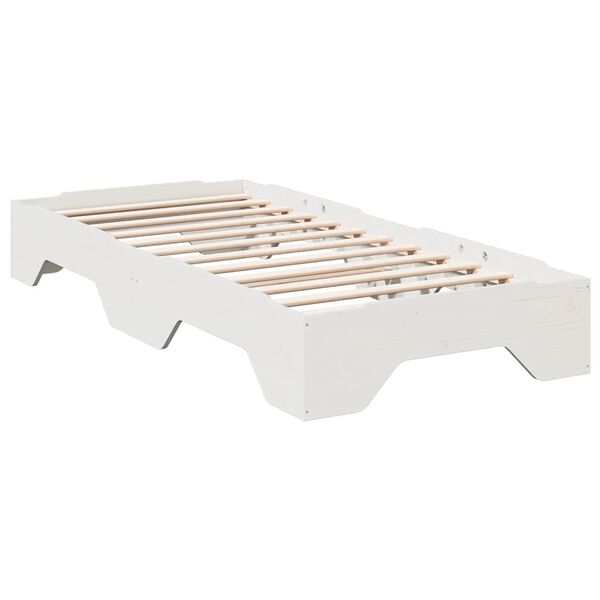 vidaXL Cadre de lit sans matelas empilable blanc 90x190 cm bois massif