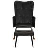 vidaXL Chaise &agrave; bascule avec repose-pied Noir Cuir v&eacute;ritable