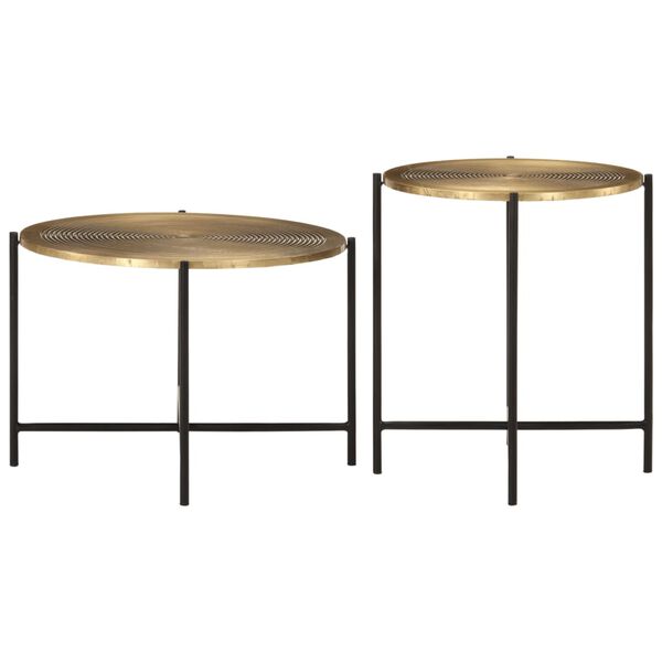 vidaXL Tables basses lot de 2 laiton et noir m&eacute;tal