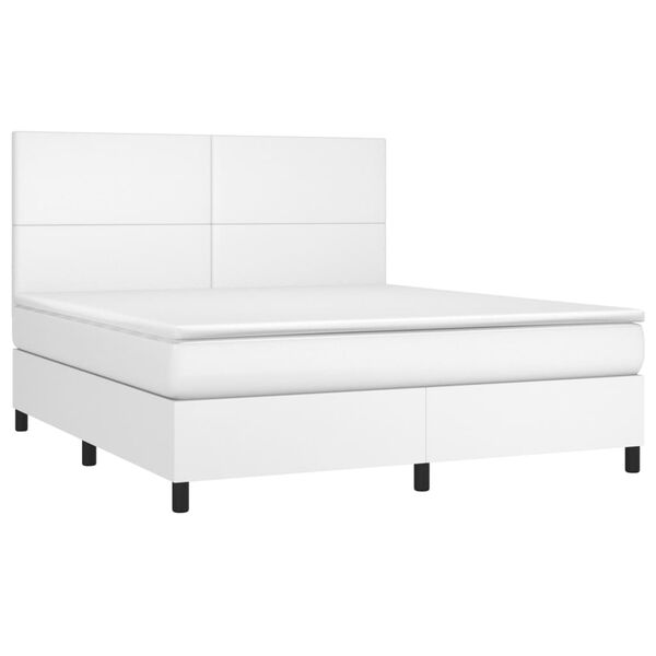 vidaXL Sommier &agrave; lattes de lit avec matelas et LED Blanc 180x200 cm