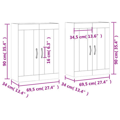 vidaXL Armoires murales 2 pcs blanc bois d'ingénierie