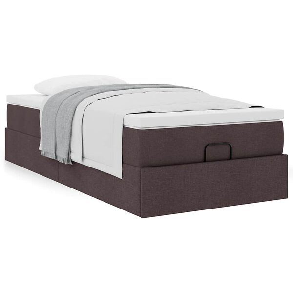 vidaXL Cadre de lit ottoman avec matelas marron fonc&eacute; 100x200 cm tissu