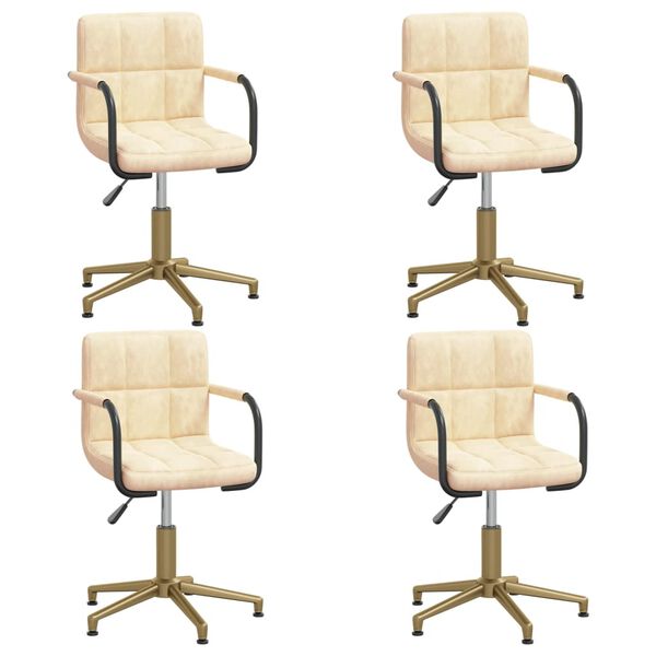 vidaXL Chaises pivotantes &agrave; manger lot de 4 cr&egrave;me velours