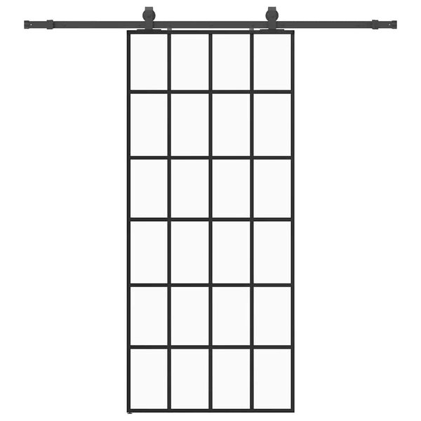 vidaXL Porte coulissante kit de quincaillerie noir 90x205 cm verre ESG