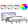 vidaXL Cadre de lit avec LED sans matelas gris b&eacute;ton 120x190 cm