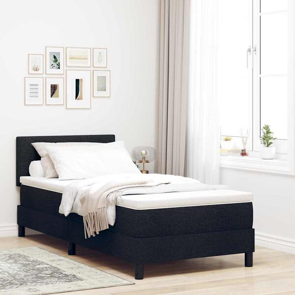 vidaXL Lit &agrave; ressorts avec matelas Noir 100 x 200 cm tissu