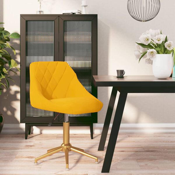vidaXL Chaise pivotante de salle &agrave; manger Jaune moutarde Velours