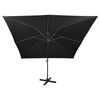 vidaXL Parasol de jardin en porte-à-faux et mât et lumières LED noir