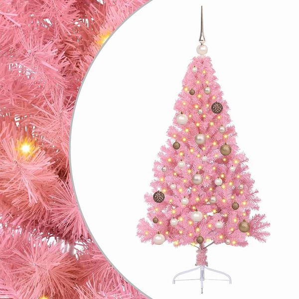 vidaXL Sapin de Noël artificiel pré-éclairé Rose 150 cm PVC