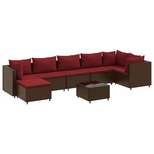vidaXL Salon de jardin avec coussins 8 pcs marron résine tressée
