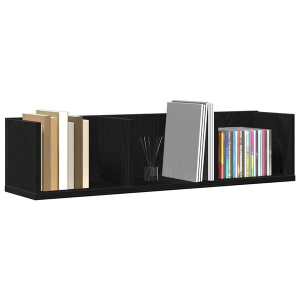 vidaXL &Eacute;tag&egrave;re Murale Ch&ecirc;ne noir 75 x 18 x 18 cm Bois d'ing&eacute;nierie