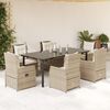 vidaXL Ensemble &agrave; manger de jardin et coussins 7 pcs beige poly rotin