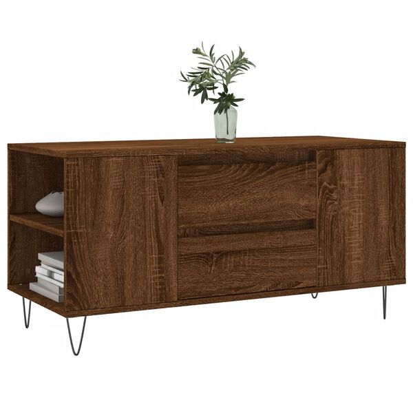 vidaXL Table basse ch&ecirc;ne marron 102x44,5x50 cm bois d'ing&eacute;nierie