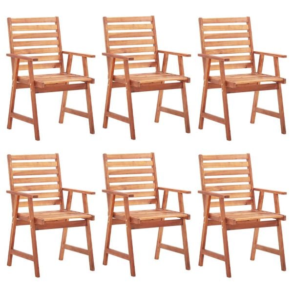 vidaXL Chaises &agrave; manger d'ext&eacute;rieur lot de 6 et coussins Acacia massif
