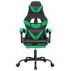 vidaXL Chaise de jeu avec repose-pied Noir et vert Similicuir
