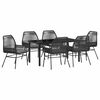 vidaXL Ensemble de salle &agrave; manger pour jardin 7 pcs Noir polyrotin