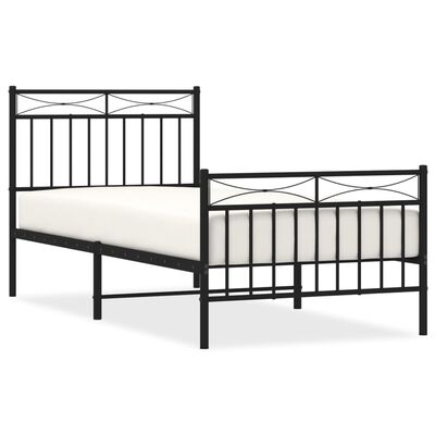 vidaXL Cadre de lit métal sans matelas avec pied de lit noir 90x190 cm