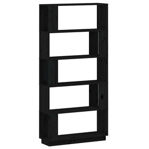 vidaXL Biblioth&egrave;que/S&eacute;parateur de pi&egrave;ce Noir 80x25x163,5 cm Pin massif