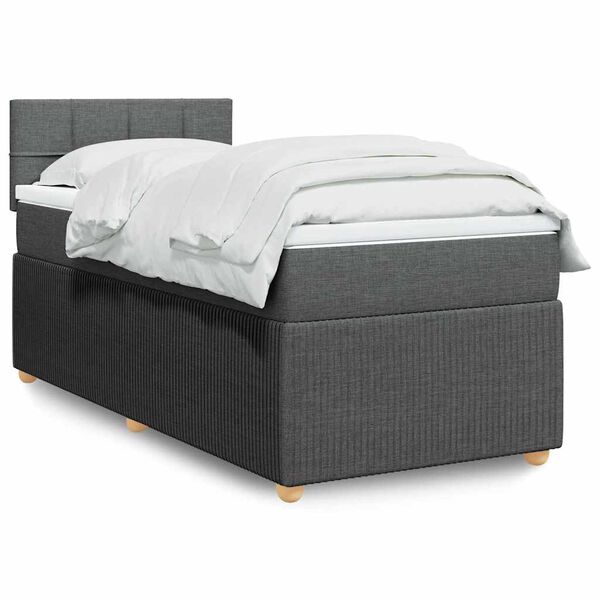 vidaXL Sommier &agrave; lattes de lit avec matelas Gris fonc&eacute; 90x200 cm Tissu
