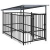 vidaXL Chenil d'ext&eacute;rieur avec toit pour chiens Acier 1,88 m&sup2;