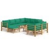 vidaXL Salon de jardin 10 pcs avec coussins vert bambou