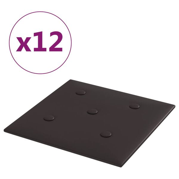 vidaXL Panneaux muraux 12 pcs Noir 30x30 cm Similicuir 1,08 m&sup2;