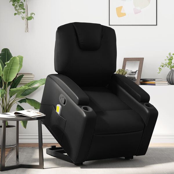 vidaXL Fauteuil inclinable de massage Noir Similicuir