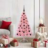 vidaXL Sapin de No&euml;l artificiel pr&eacute;-&eacute;clair&eacute; Rose 120 cm PVC