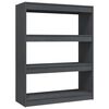 vidaXL Biblioth&egrave;que/S&eacute;parateur de pi&egrave;ce Gris 100x30x103 cm Pin massif